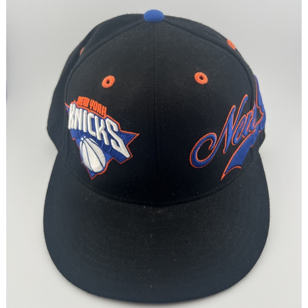 New York Knicks Adidas 210 Fitted Hat 7 1/4-7 3/8 Black Blue Orange NBA Cap